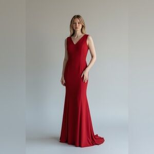 Elie Tahari Formal  red gown Black Tie  14 NWOT V Neck Sleeveless